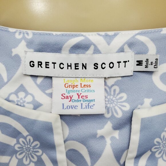 Gretchen Scott Split Neck 3/4 Sleeve Blouse in Piazza Pale Blue Size Medium - Picture 6 of 10